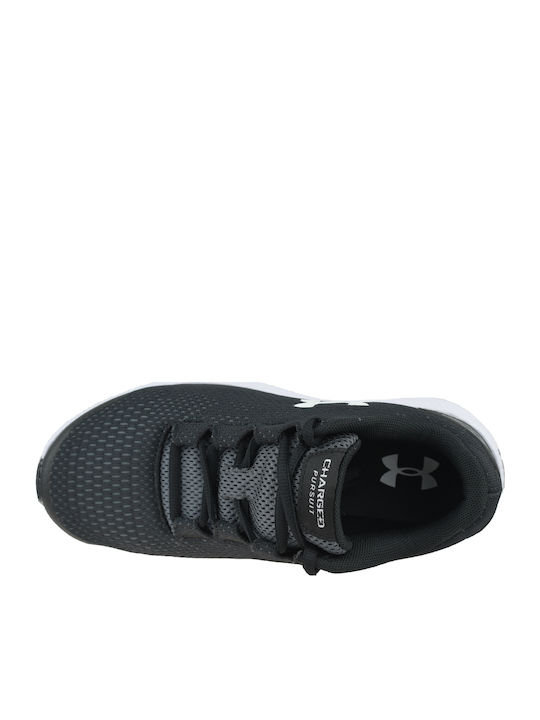 Grade School UA Charged Pursuit 2 Kids Sports Shoes Running with Laces Black