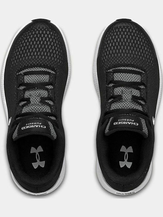 Grade School UA Charged Pursuit 2 Kids Sports Shoes Running with Laces Black