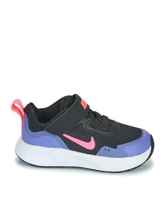 Wearallday Tdv Kids Sports Shoes Running with Hoop & Loop Closure Black