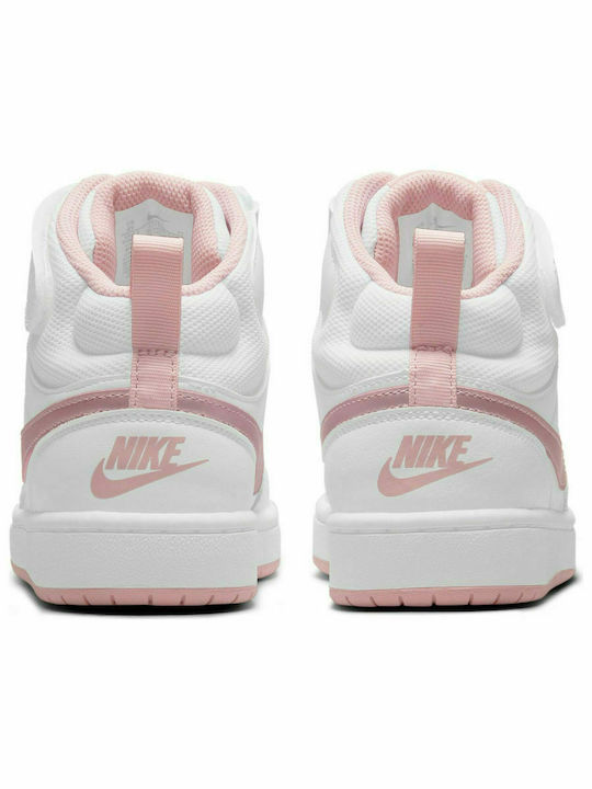 Kids Sports Shoes Basketball with Hoop & Loop Closure White / Pink Glaze