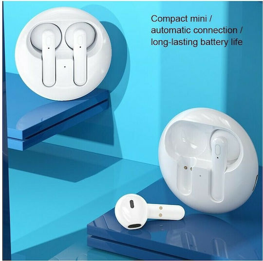 WK TWS V31 Earbud Bluetooth Handsfree Ακουστικά με Θήκη Φόρτισης Λευκά