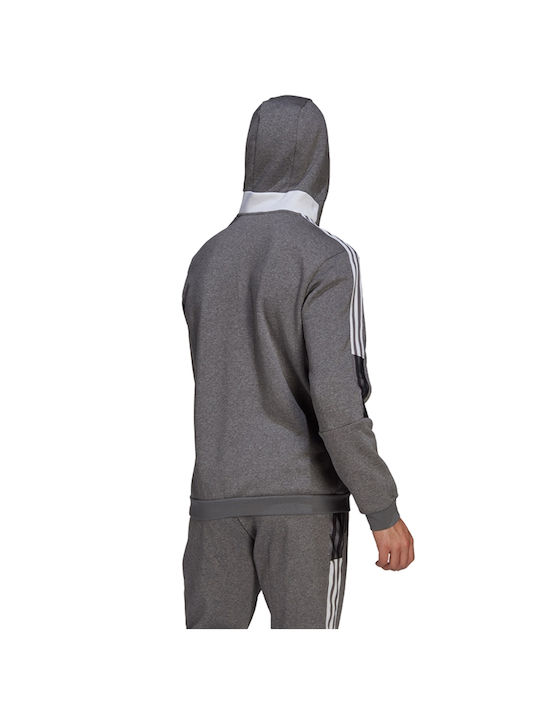 Adidas Tiro 21 Men's Sweatshirt with Hood and Pockets Gray