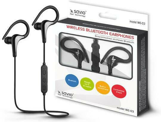 Savio WE-03 In-ear Bluetooth Handsfree Căști cu Rezistență la Transpirație Negru