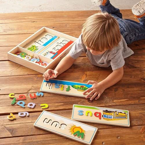 Melissa & Doug See & Spell Образователна Игра Букви и цифри от Дърво за 4+ години Години