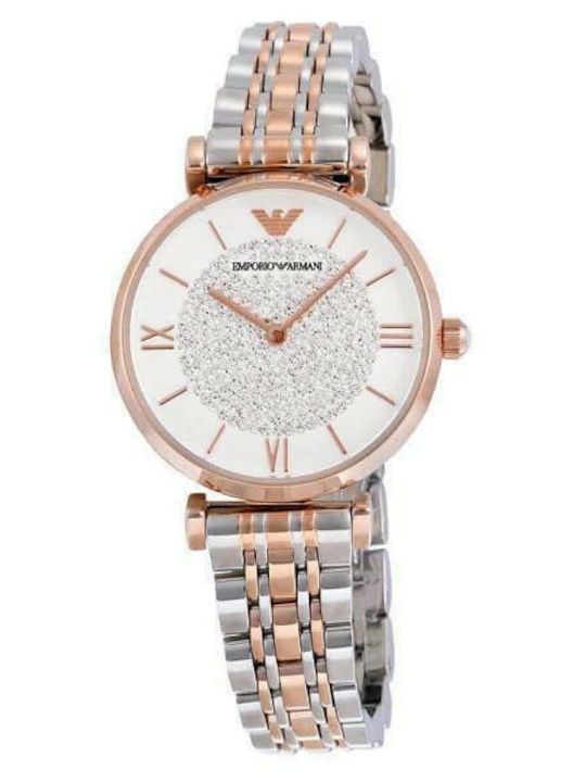 Emporio Armani Gianni Γυναικείο Ρολόι 32mm Μπαταρίας με Ροζ Χρυσό Μεταλλικό Μπρασελέ