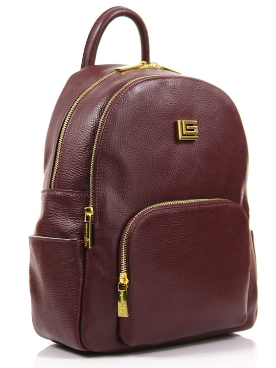 Leather Women's Bag Backpack Burgundy