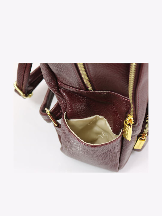 Leather Women's Bag Backpack Burgundy