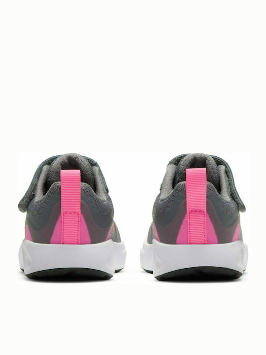 Wearallday Kids Sports Shoes Running with Hoop & Loop Closure Smoke Grey / Metallic Copper / Pink Glow