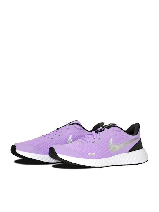 Revolution Revolution 5 Kids Sports Shoes Running with Laces Lilac / Dark Smoke Grey / White / Metallic Silver
