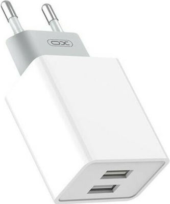 XO Charger with 2 USB-A Ports and Cable micro USB White (L65)