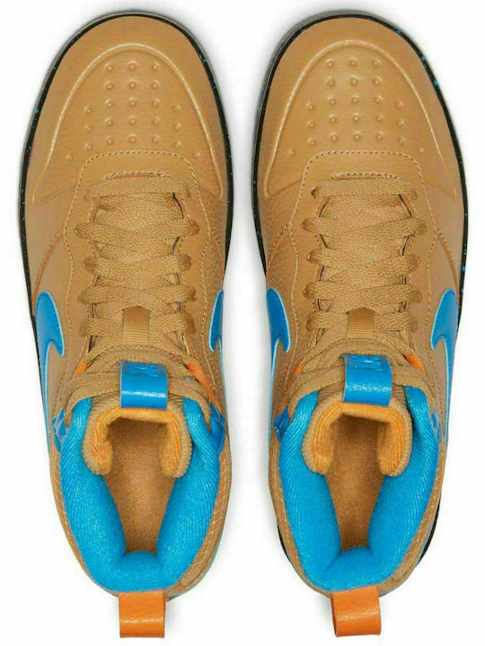 Court Court Borough Mid 2 Boot PS Kids Sports Shoes with Laces Club Gold / Blue Hero / Kumquat