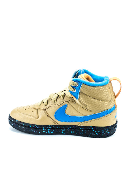 Court Court Borough Mid 2 Boot PS Kids Sports Shoes with Laces Club Gold / Blue Hero / Kumquat