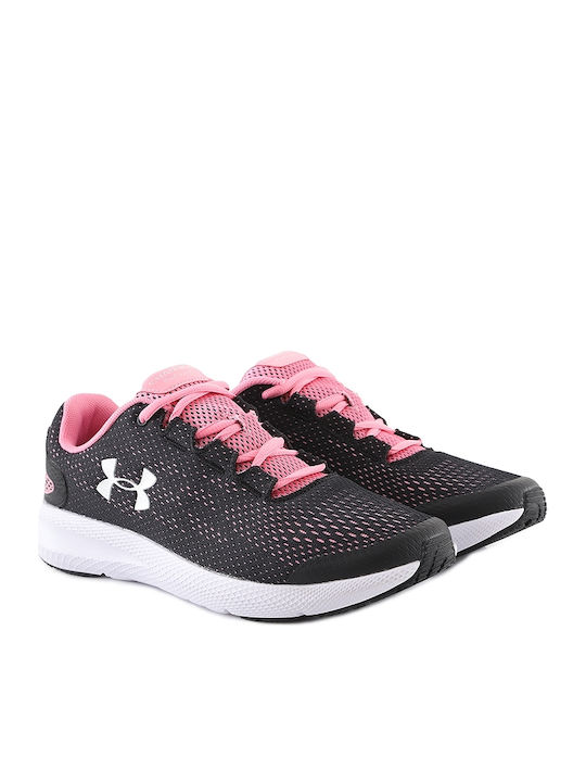 Grade School UA Charged Pursuit 2 Kids Sports Shoes Running with Laces Black