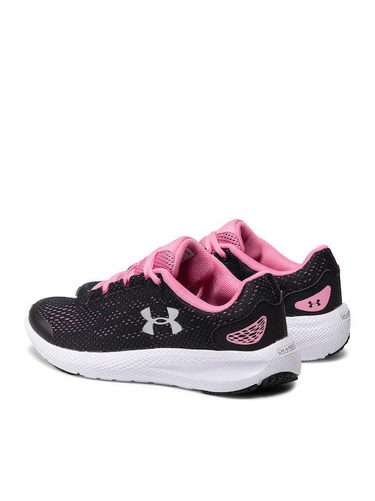 Grade School UA Charged Pursuit 2 Kids Sports Shoes Running with Laces Black