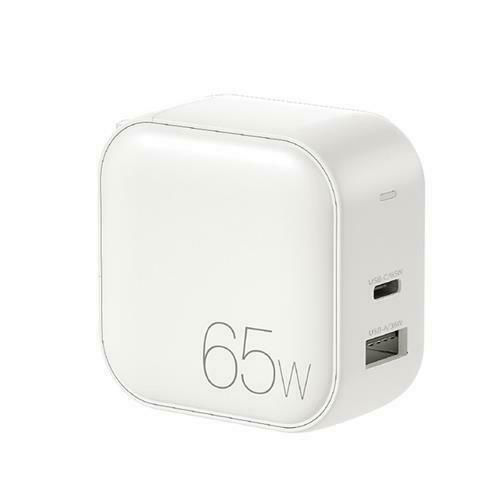 WK Wireless GaN Mobile Phone Charger with USB-A and USB-C Ports 65W Power Delivery Quick Charge 3.0 White