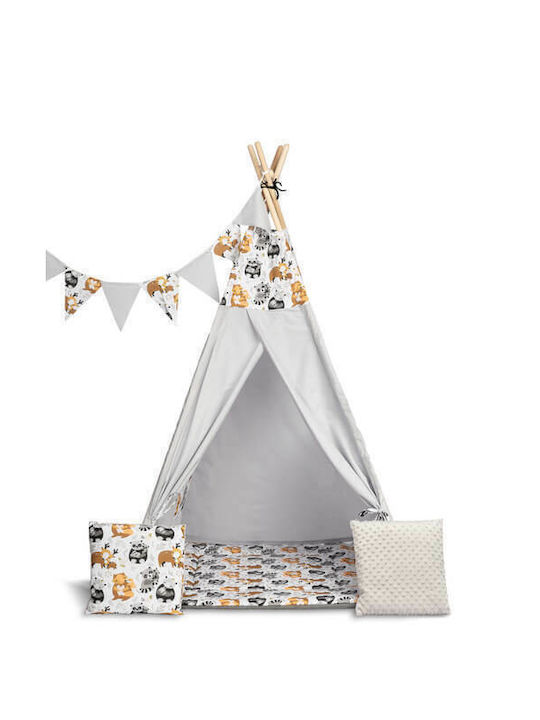 Kids Indian Teepee Play Tent Tipi Tent Raccoons Gray