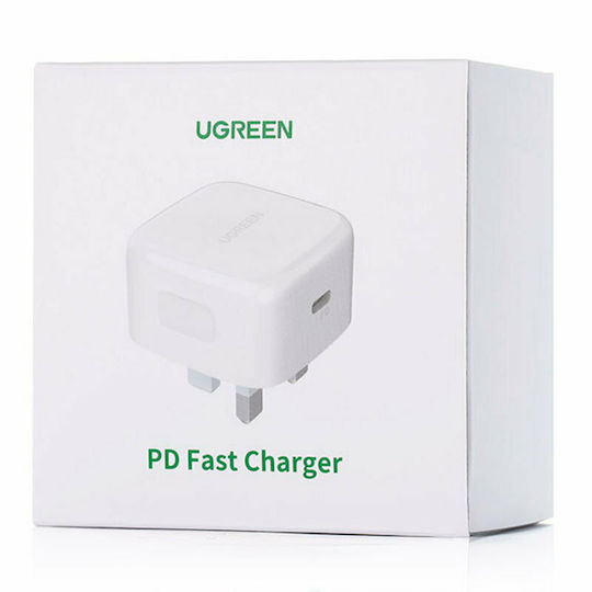 Ugreen Charger Without Cable with USB-C Port 20W Power Delivery / Quick Charge 4+ Whites (CD137)
