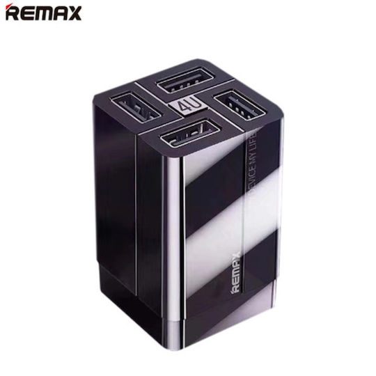 Remax Ladegerät ohne Kabel mit 4 USB-A Anschlüsse Schwarzs (RP-U43)