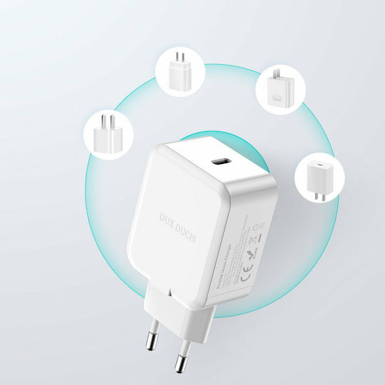 Dux Ducis Incarcător Fără Fir Cu Port USB-C 30W SuperCharge Livrarea Energiei Quick Charge 3.0 Alb C100
