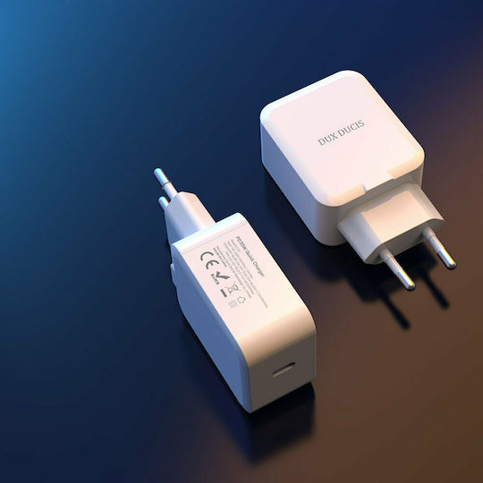 Dux Ducis Incarcător Fără Fir Cu Port USB-C 30W SuperCharge Livrarea Energiei Quick Charge 3.0 Alb C100