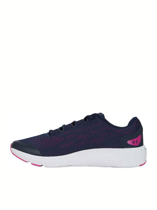 Charged Pursuit 2 Kids Sports Shoes Running with Laces Navy Blue