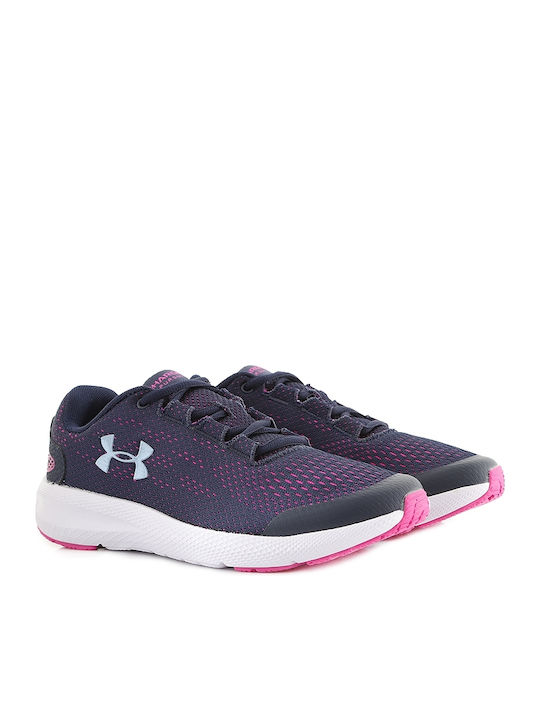 Charged Pursuit 2 Kids Sports Shoes Running with Laces Navy Blue