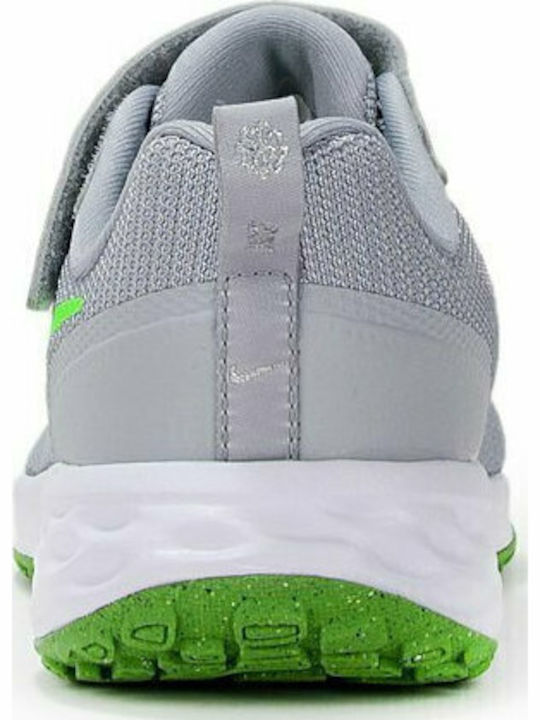 Revolution 6 Kids Sports Shoes Running with Hoop & Loop Closure Lt Smoke Gray Green Strike Dk Smoke Gray