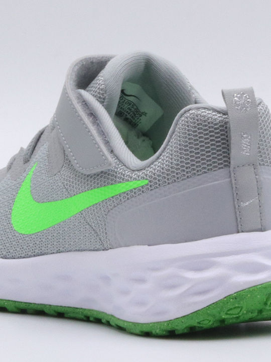 Revolution 6 Kids Sports Shoes Running with Hoop & Loop Closure Lt Smoke Gray Green Strike Dk Smoke Gray