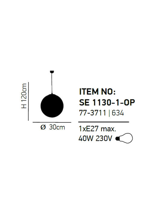 Home Lighting Alessia Pendant Light White Ball with Socket E27 30cm