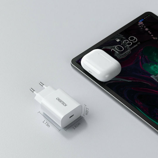 Choetech Φορτιστής Χωρίς Καλώδιο με Θύρα USB-C 20W Power Delivery Λευκός (Q5004)