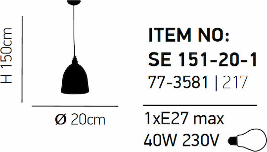 Home Lighting Ρυθμιζόμενο Κρεμαστό Φωτιστικό Μαύρο Πλέγμα με Ντουί E27