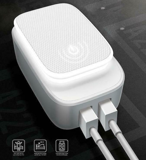 Ldnio Φορτιστής Χωρίς Καλώδιο με 2 Θύρες USB-A Λευκός (A2205)