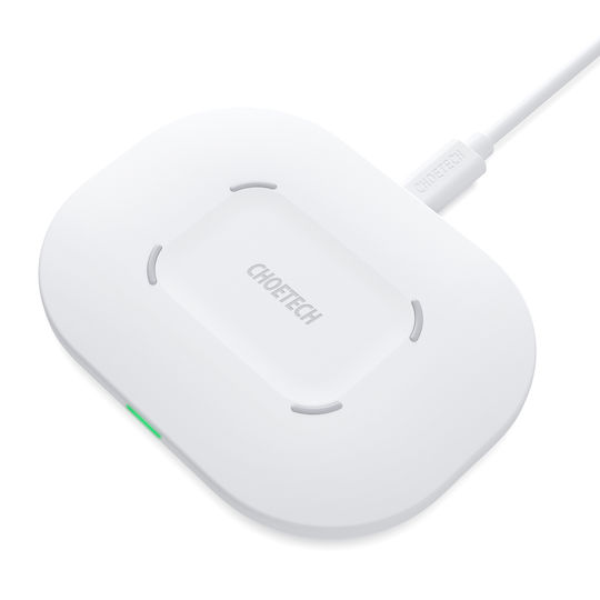 Choetech Ασύρματος Φορτιστής (Qi Pad) και Καλώδιο USB-C 15W Λευκός (T550F)