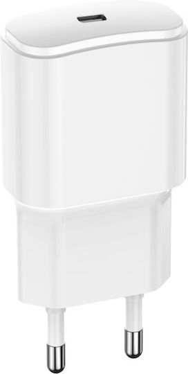 Forever Încărcător Fără Cablu cu Port USB-C 20W Livrarea energiei Albς (FTCPD20)