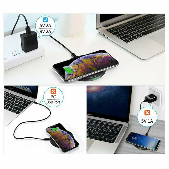 Choetech Încărcător Wireless (Qi Pad) 15W Negruς (T527-F)