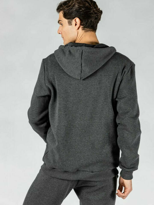 GSA Herren Sweatshirt Jacke mit Kapuze und Taschen Charcoal