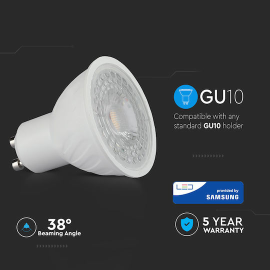 V-TAC Vt-227 LED Bulb 6.5W for Socket GU10 and Shape PAR16 Cool White 480lm