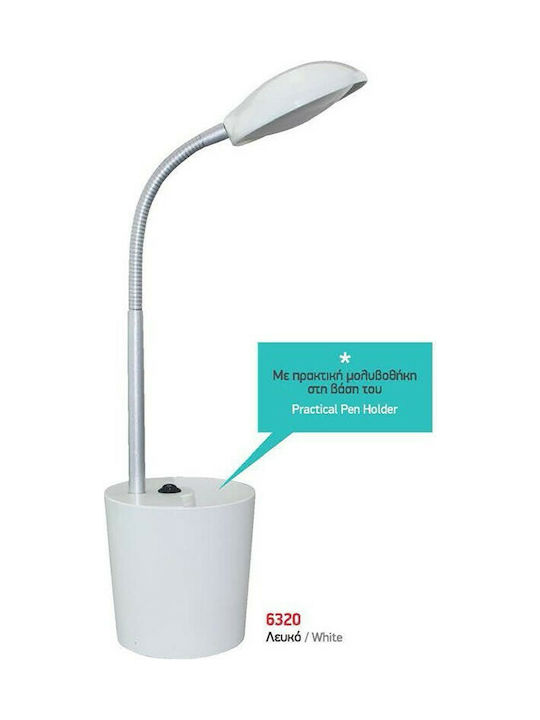 Spot Light LED Φωτιστικό Γραφείου με Εύκαμπτο Βραχίονα σε Λευκό Χρώμα