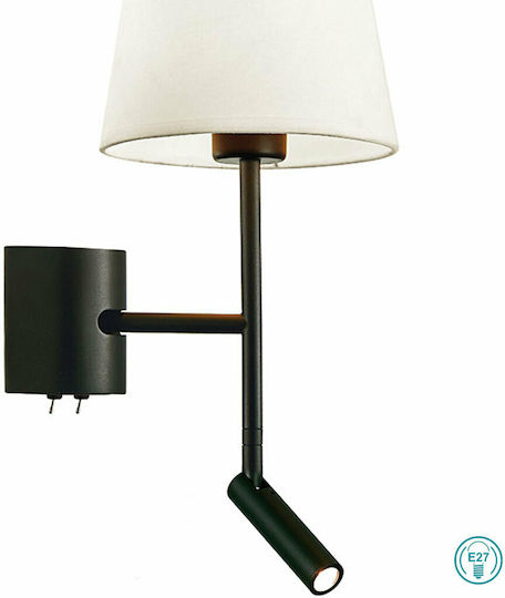 Viokef Sonia Modern Lamp Wall with Socket E27 and Switch Black 47cm