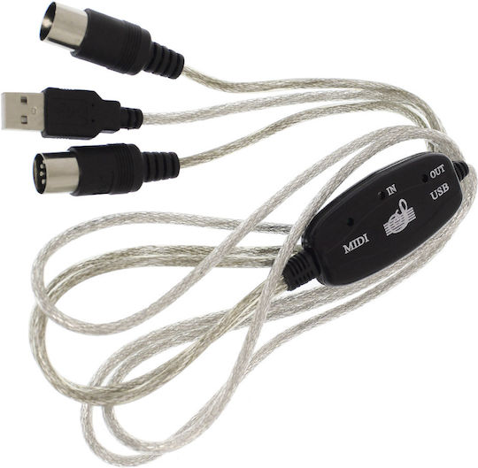 Midi Interface Usb to MIDI Keyboard Interface Μαύρο
