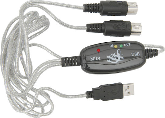 Midi Interface Usb to MIDI Keyboard Interface Μαύρο