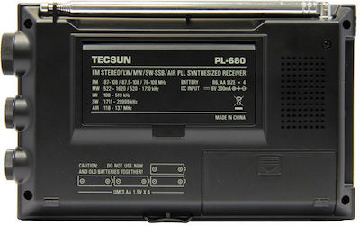 Tecsun PL-680 Portable Radio Electric / Battery Black