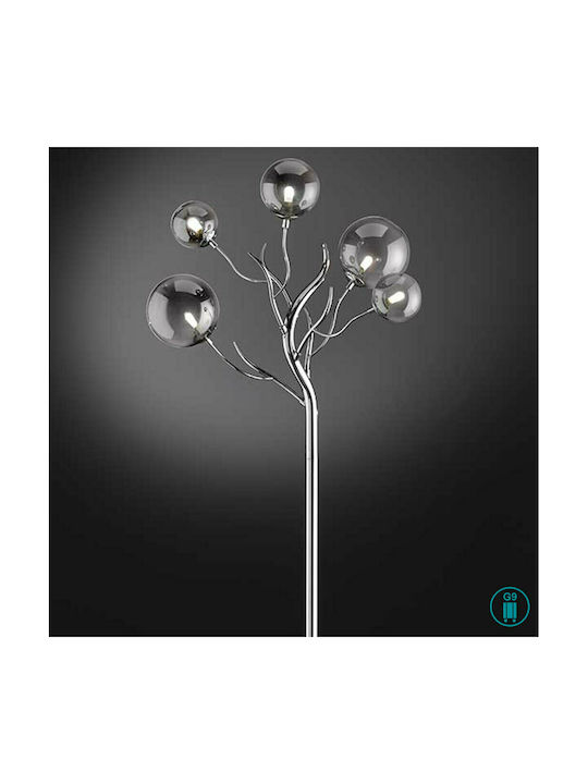 Wofi Floor Lamp H177xW54cm. with Socket for Bulb G9 Silver