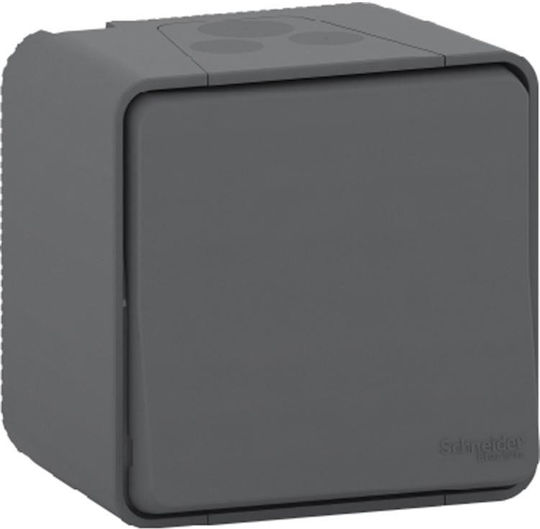 Schneider Electric Mureva Styl Waterproof Wall-mounted Single Switch with Frame Aller Retour Anthracite