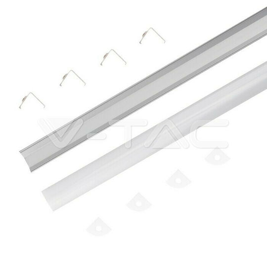 V-TAC Extern Aluminiumprofil für LED-Streifen Ecke mit Opal Abdeckung 200x1.5x1.5cm