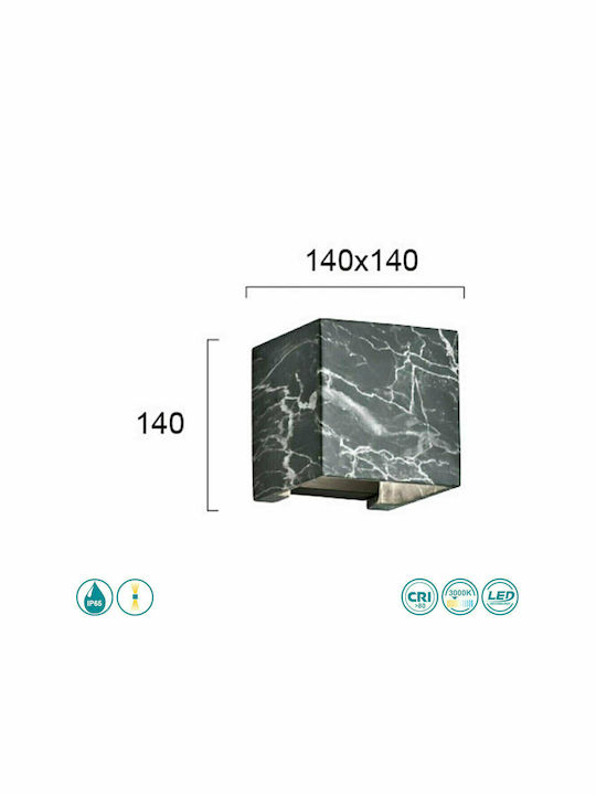 Viokef Davos Wandmontierte Außen-Deckenleuchte LED IP65 12W mit Warmweiß Licht Doppelstrahl 14x14x14εκ.