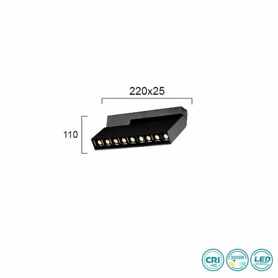 Viokef Magnetic LED Γραμμικό Φωτιστικό Οροφής 12W Θερμό Λευκό IP20 Μ22xΒ110xΥ11εκ.