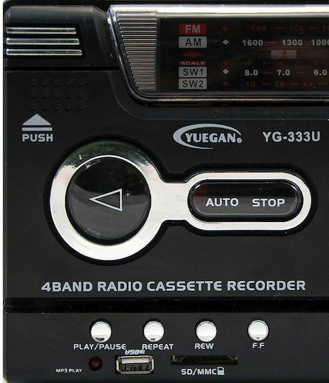 Yuegan YG-333U Φορητό Ραδιόφωνο Ρεύματος / Μπαταρίας με USB Μαύρο