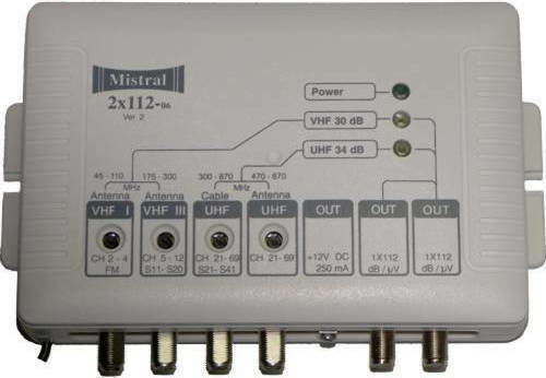 Mistral 1x112 F VHF/UHF 2in/1out Central Amplifier Satellite