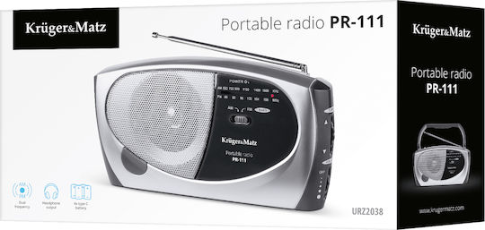 Kruger & Matz PR-111 Φορητό Ραδιόφωνο Ρεύματος / Μπαταρίας Ασημί